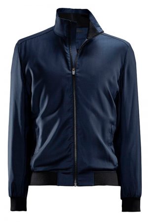 Bullet Jacket Marine | Follestad Blue Plain Ytterplagg Scandinavian Edition Bomberjakke - Herreklær er billig