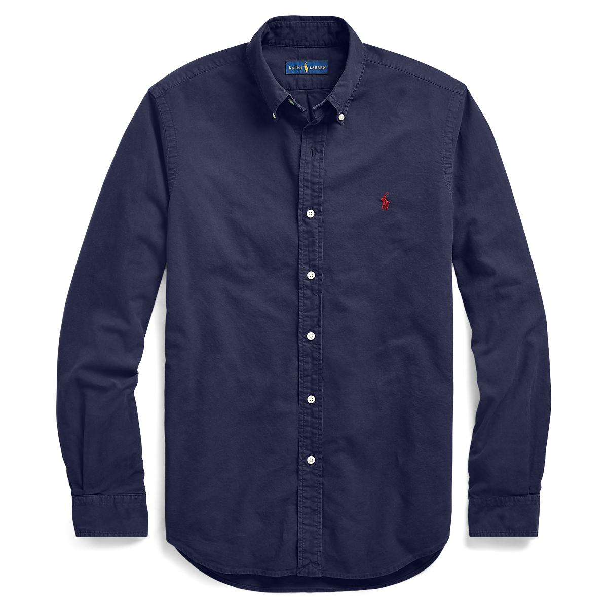 GD Oxford Slim Marine | Follestad Slim Fit langermet fritid skjorte for menn og gutter
