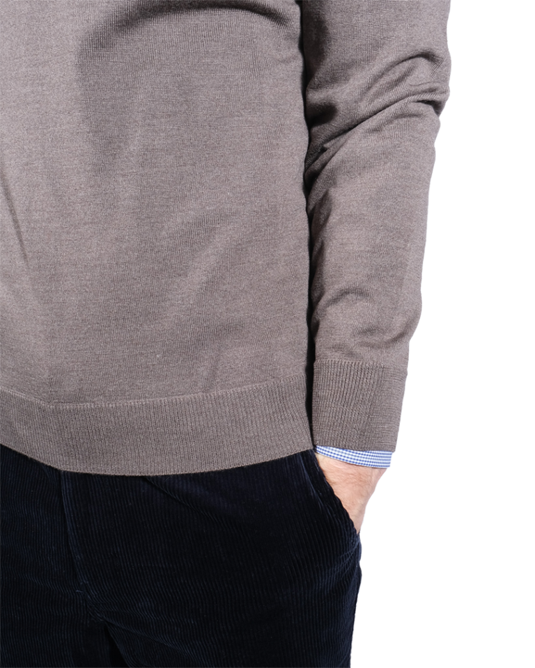 bernie-merino-halfzip-brun-detalj