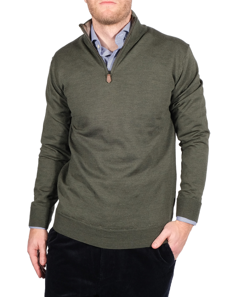 bernie-merino-halfzip-oliven-front