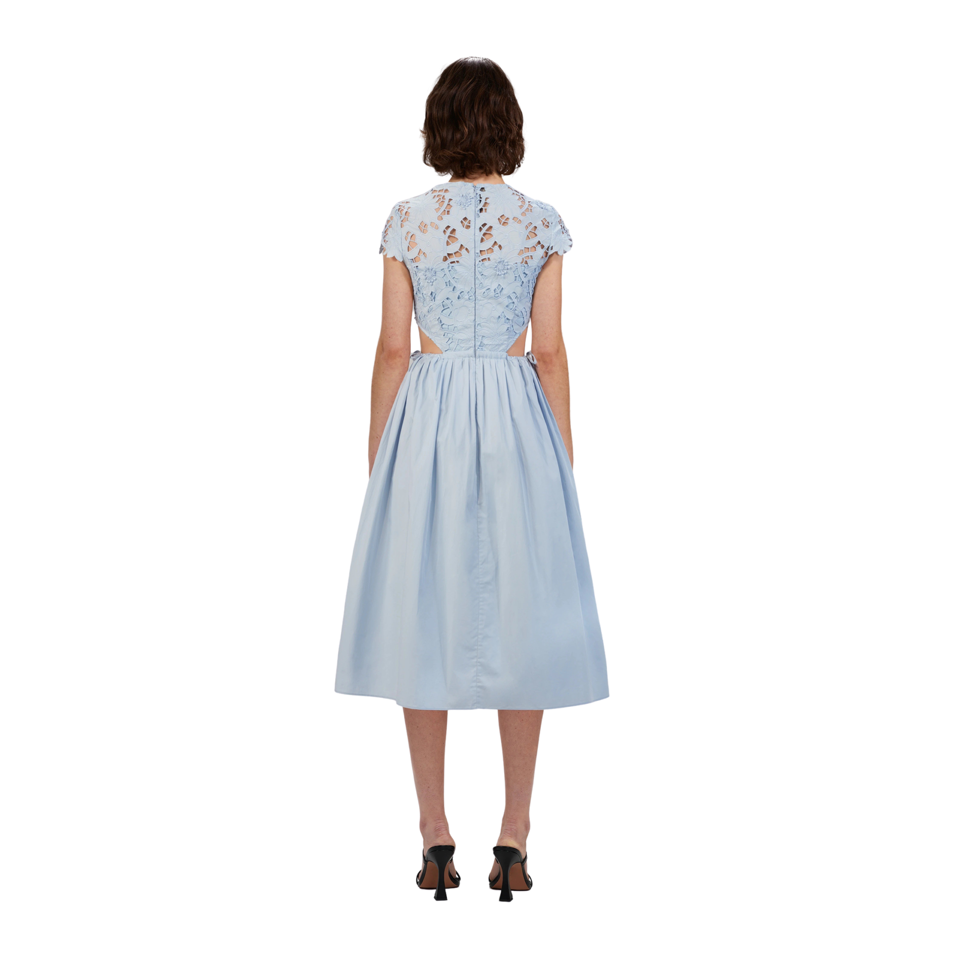 Self-Portrait Cotton Guipure Lace Midi Dress - Lyseblå | Follestad