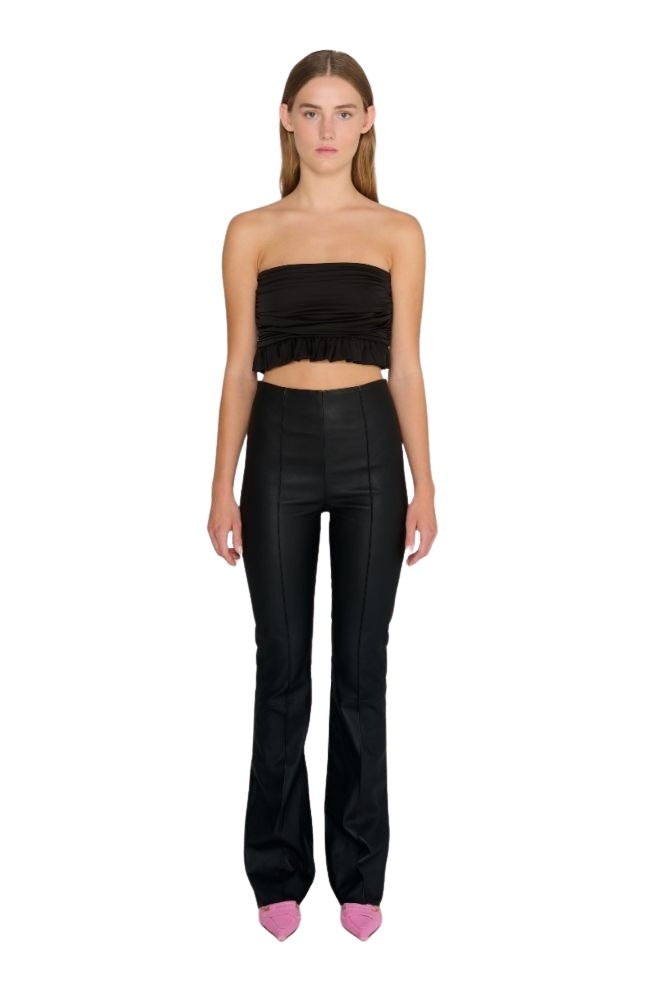 remain-stretch-leather-bootcut-pants-black