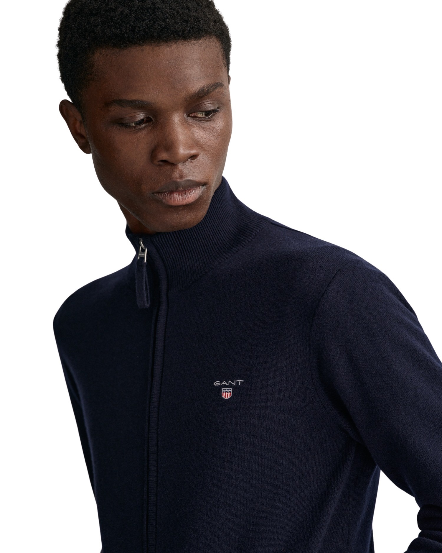 Gant Superfijn Lamswol Zipper Vest in kleur Antraciet Melange | Jan