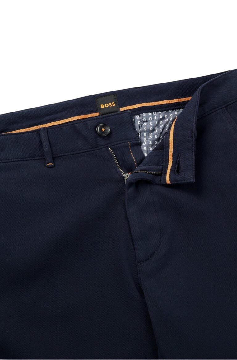 BOSS Orange Slim-Fit Trousers In Stretch-Cotton Twill - Marine | Follestad