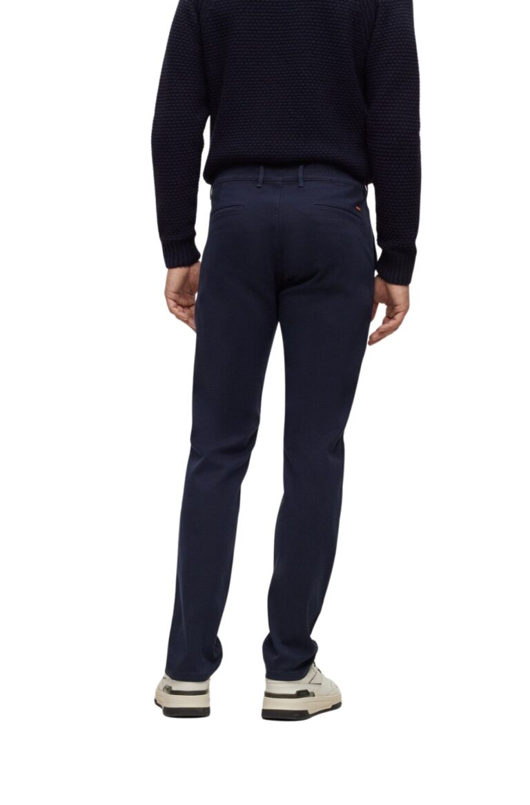 BOSS Orange Slim-Fit Trousers In Stretch-Cotton Twill - Marine | Follestad