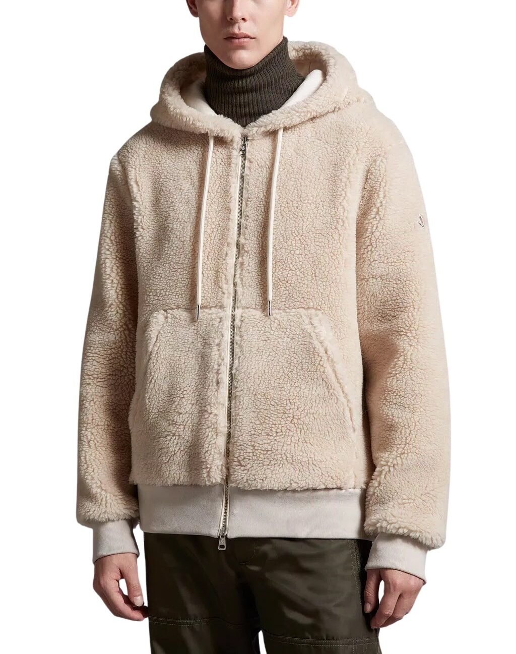 Moncler Teddy Zip-Up Hoodie Men’s - Beige | Follestad