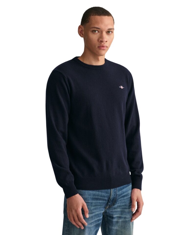 GANT Superfine Lambswool Crew Neck Sweater Mork Marine Follestad