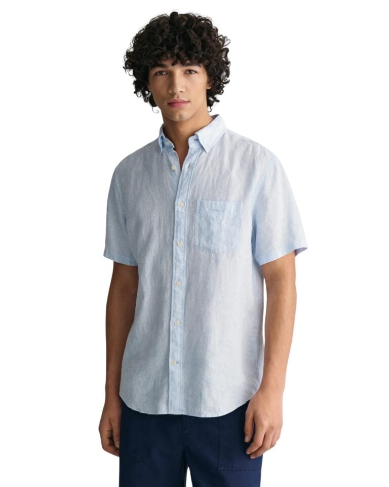 0050989_regular-fit-stripete-lin-kortermet-skjorte