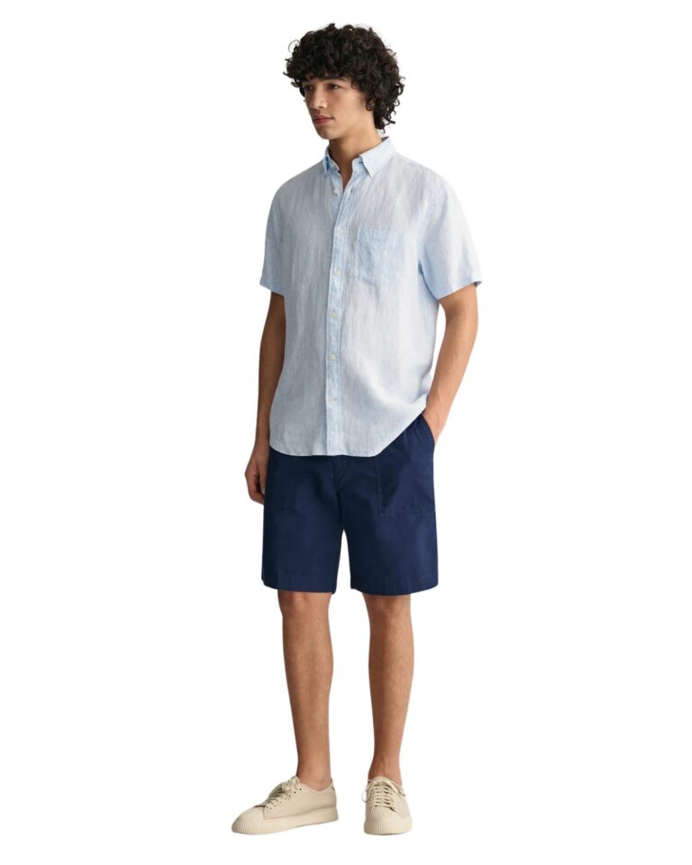 0050990_regular-fit-stripete-lin-kortermet-skjorte