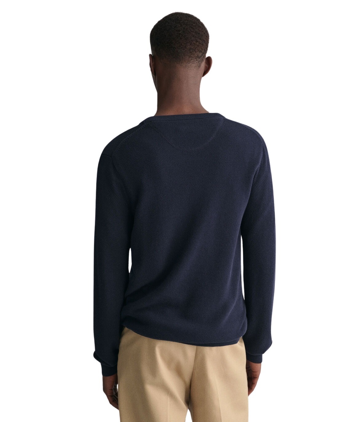 PULÓVER GANT COTTON PIQUE C-NECK EVENING BLUE | GANT HU