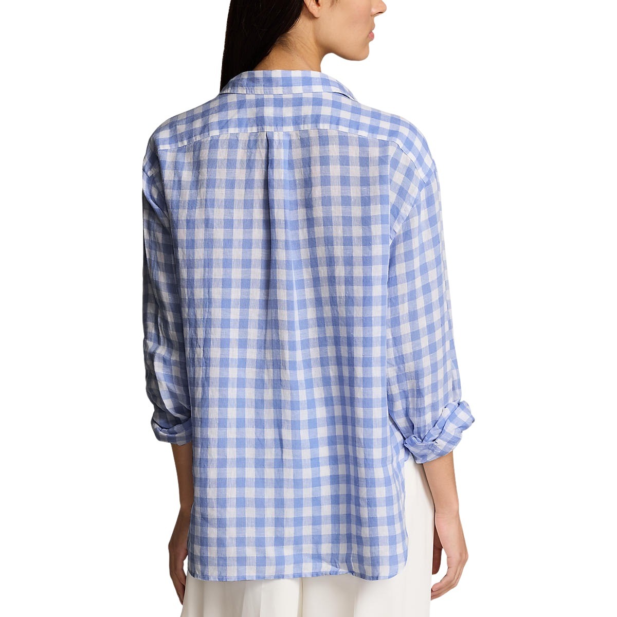 Ralph Lauren POLO by Ralph Lauren Wide Collar Stripe Pattern Cleric Shirt Men's L size cotton Blue type light blue Vintage Second Hand