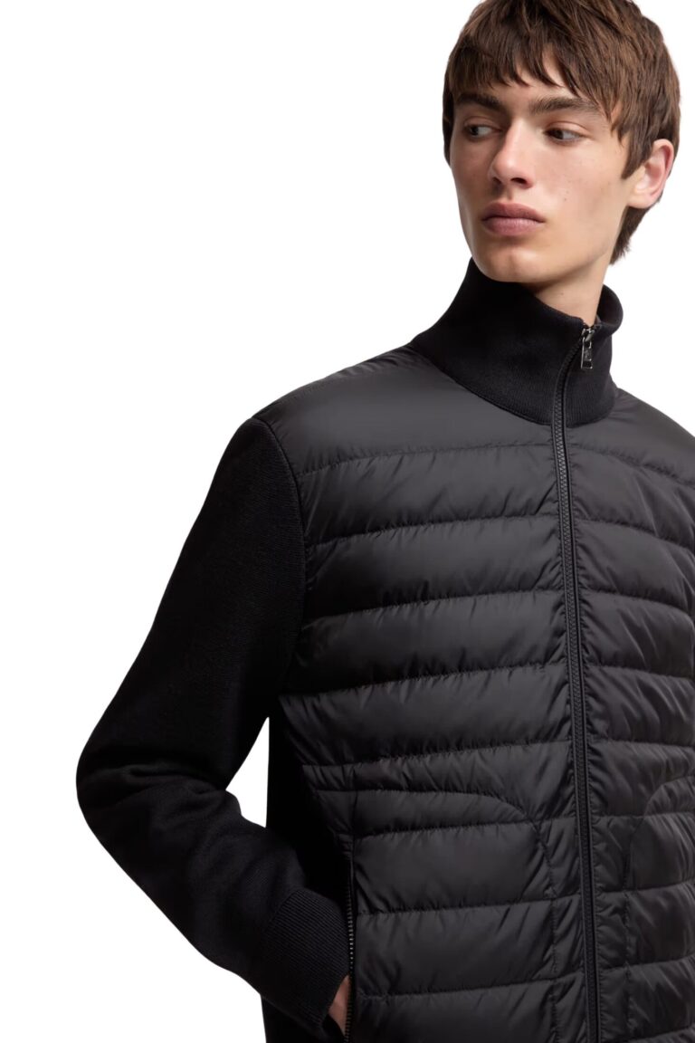MONCLER ブラック ジップアップニット Moncler Padded Zip-Up Cardigan - Sort | Follestad