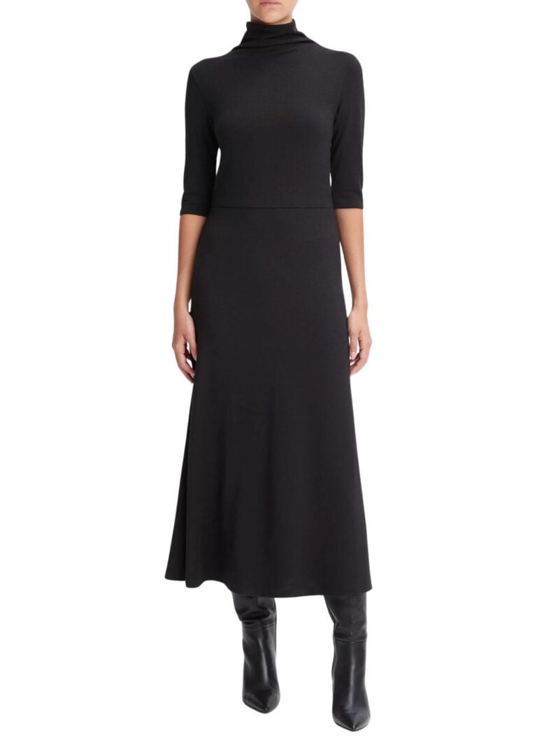 elbow-sleeve-turtleneck-dress-001blk