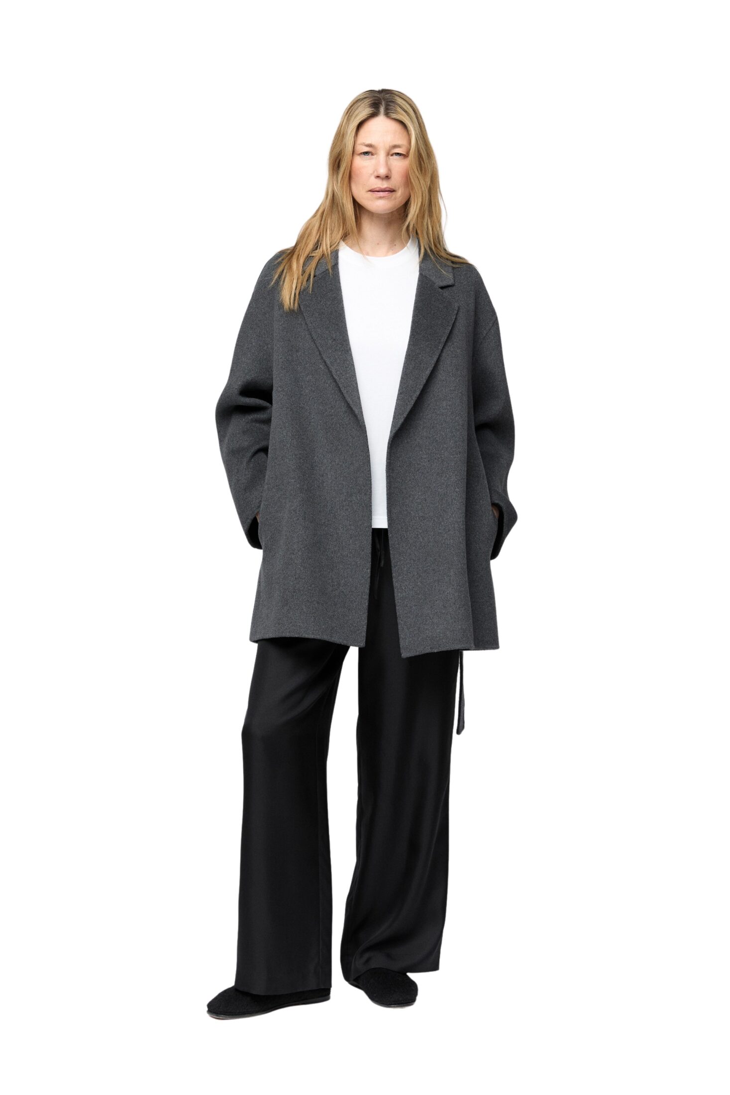 fwss_fall_2025_campaign_trine_hisdal_double_wrap_jacket_charcoal_grey fwss_fall_2025_campaign_trine_hisdal_double_wrap_jacket_charcoal_grey