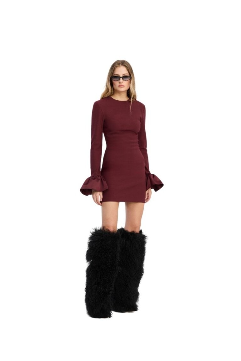 rotate_1148632734_zinfandel_bell_sleeved_mini_dress_model_1_4993_lr