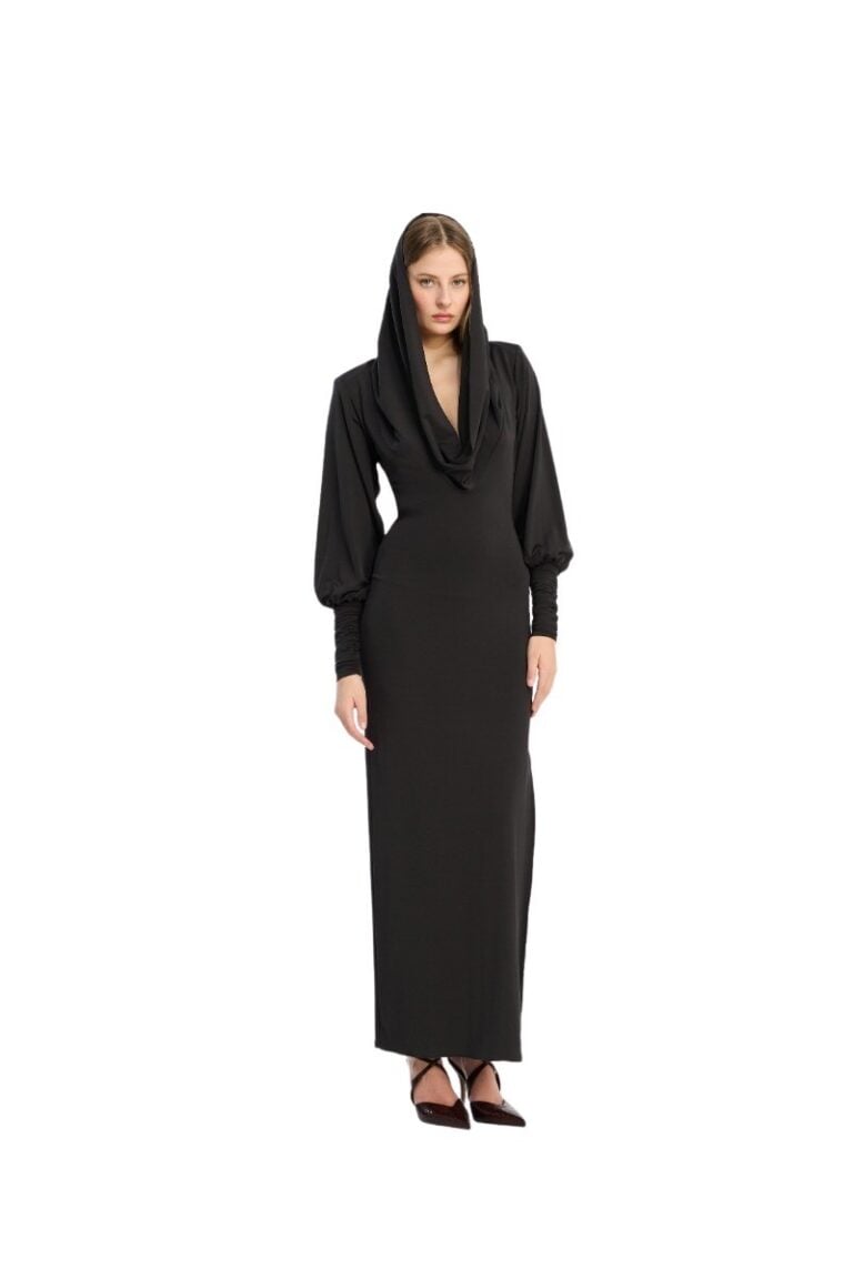 rotate_115255100_black_slinky_hooded_dress_model_1_5613_lr