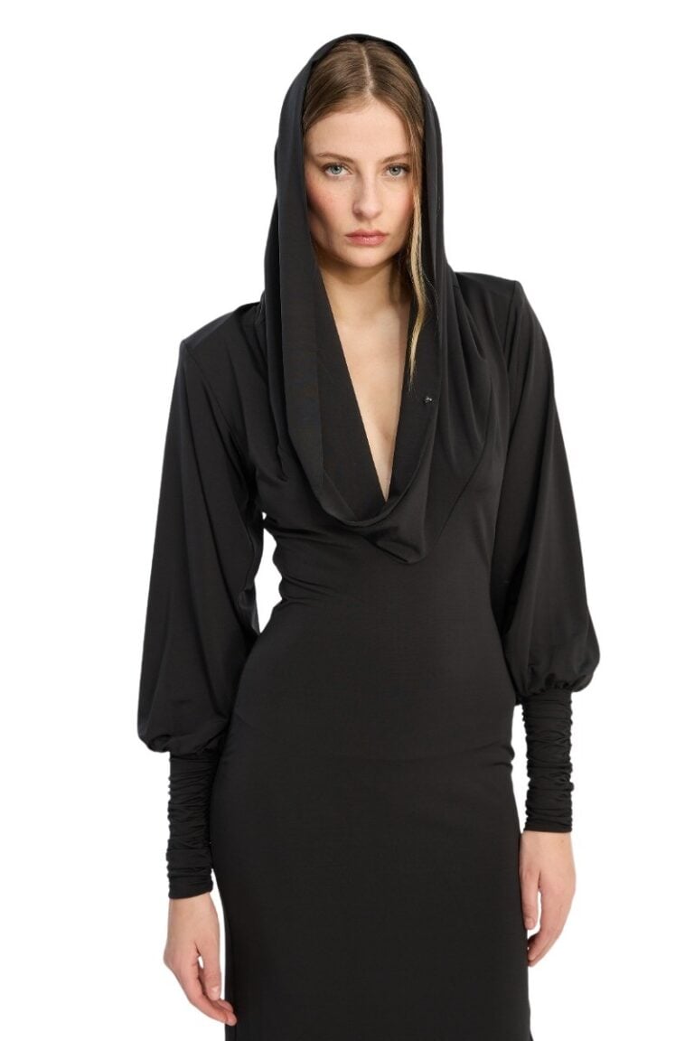 rotate_115255100_black_slinky_hooded_dress_model_3_5646_lr
