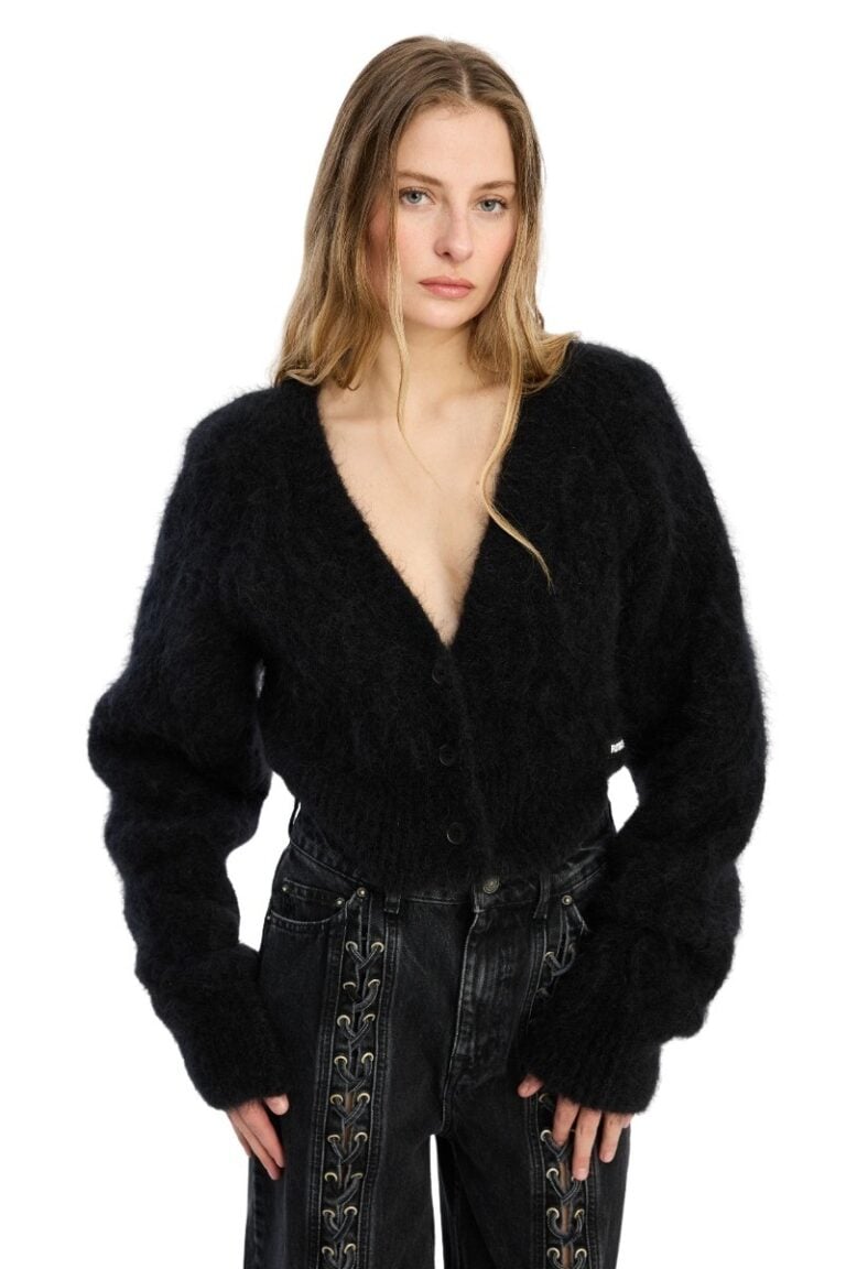 rotate_115459100_black_fluffy_knit_cardigan_model_3_2530_lr