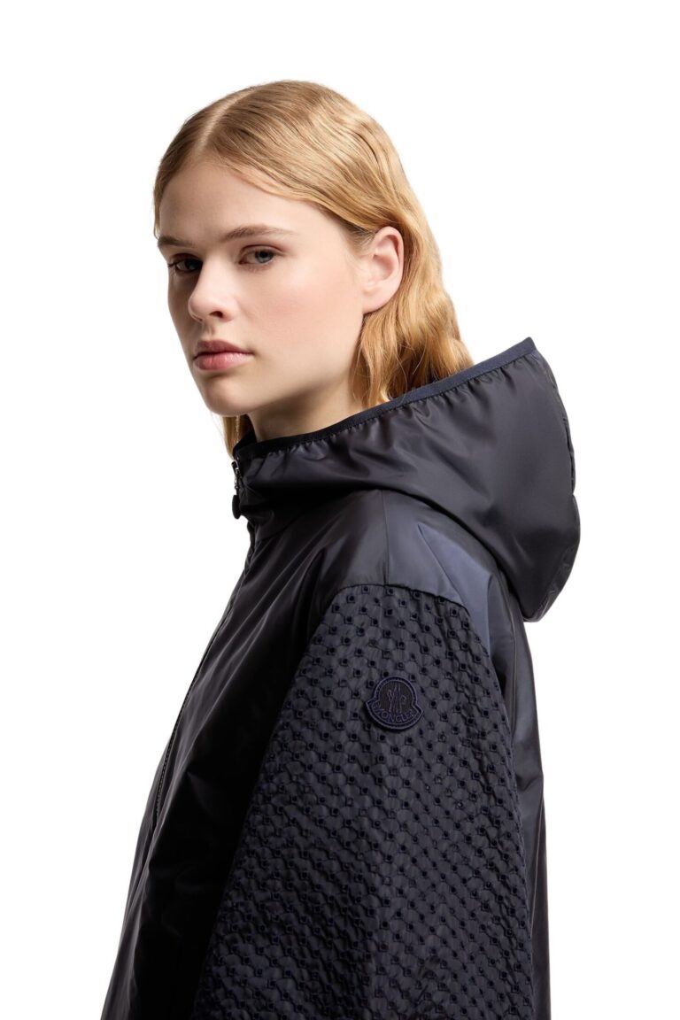 Moncler Zelkova San Gallo-Trimmed Hooded Rain Jacket - Marine