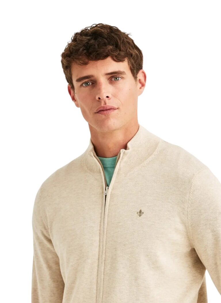 Morris Stockholm Riley Zip Cardigan - Beige | Follestad