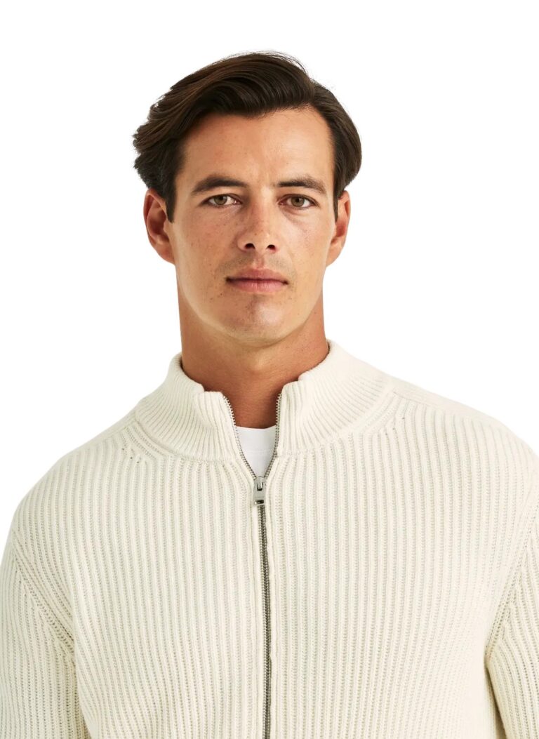 Morris Stockholm Brenton Zip Cardigan - Hvit | Follestad