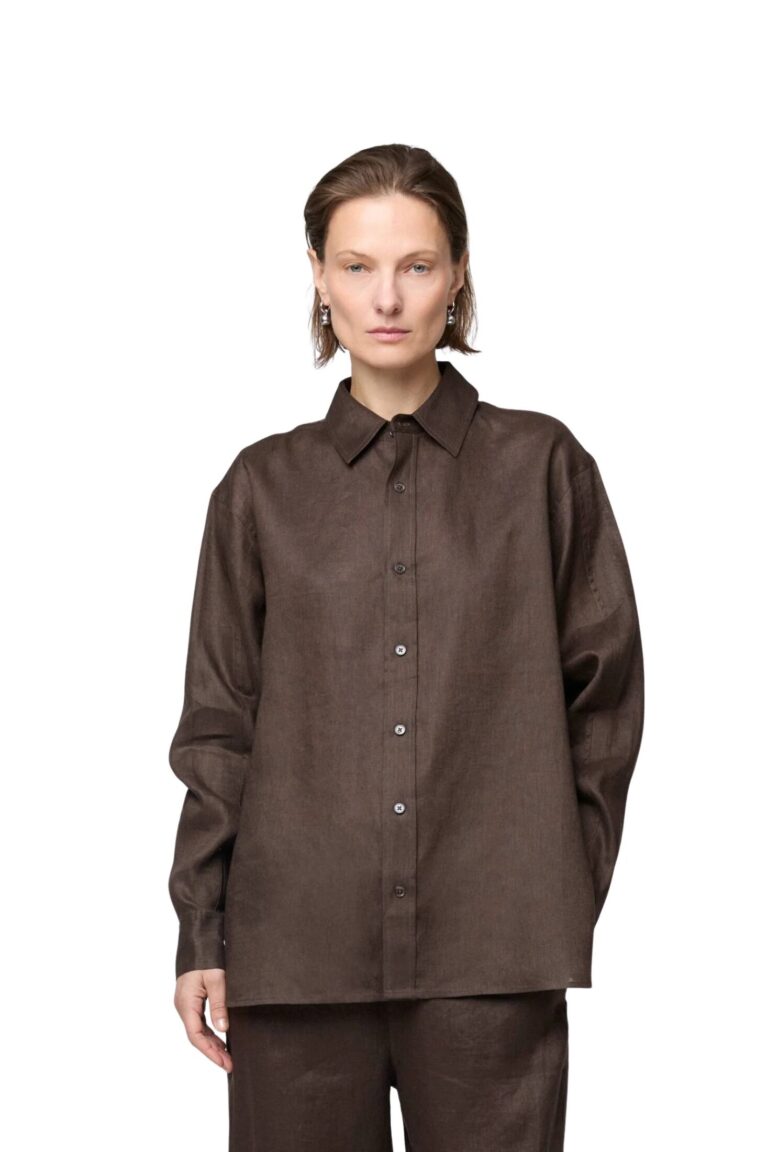 fwss_summer_26_linen_coastal_shirt_chocolate_brown_linen_siena_trousers_chocolate_brown