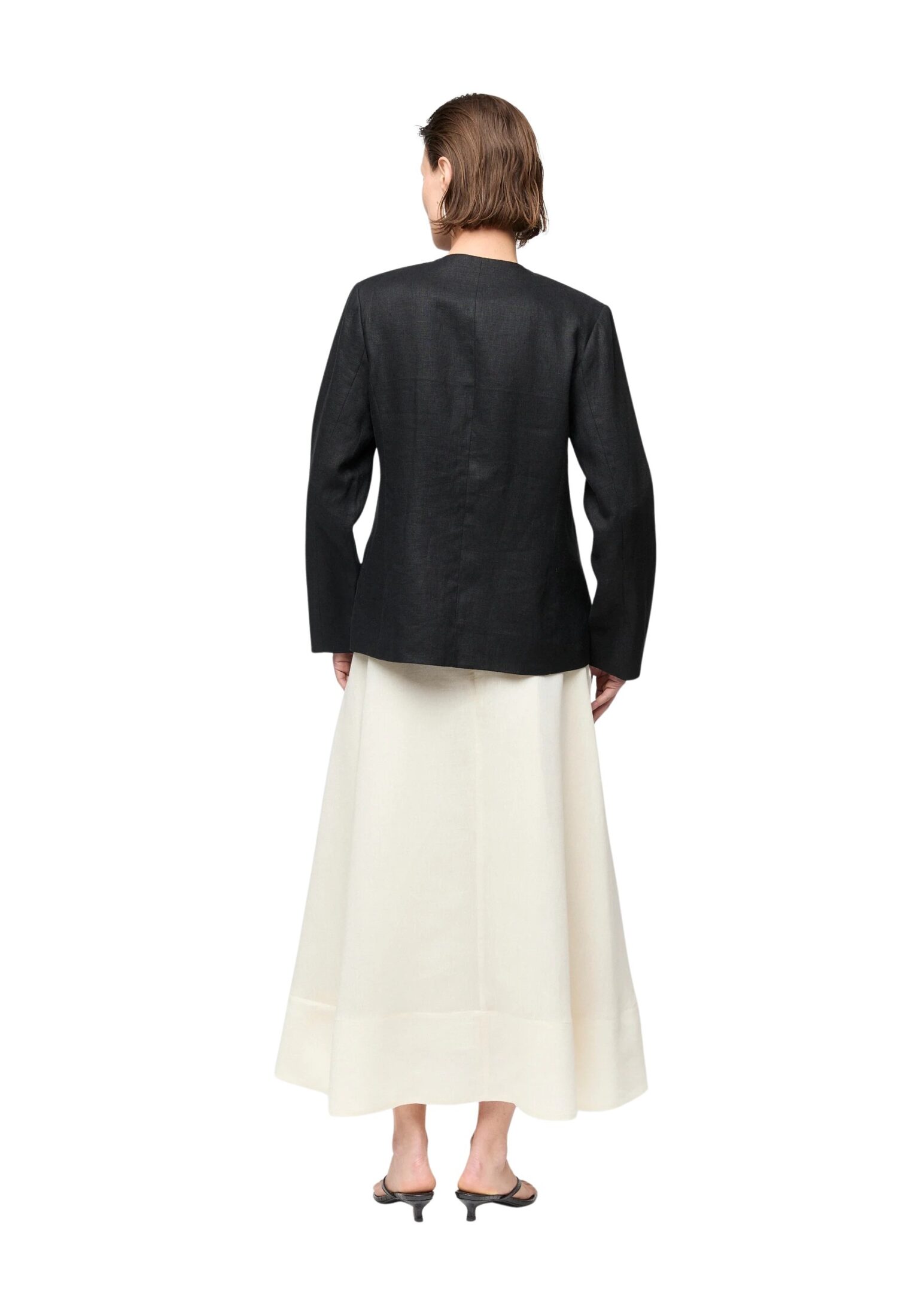 fwss_summer_26_linen_noir_blazer_jet_black_vivienne_organza_skirt_cream