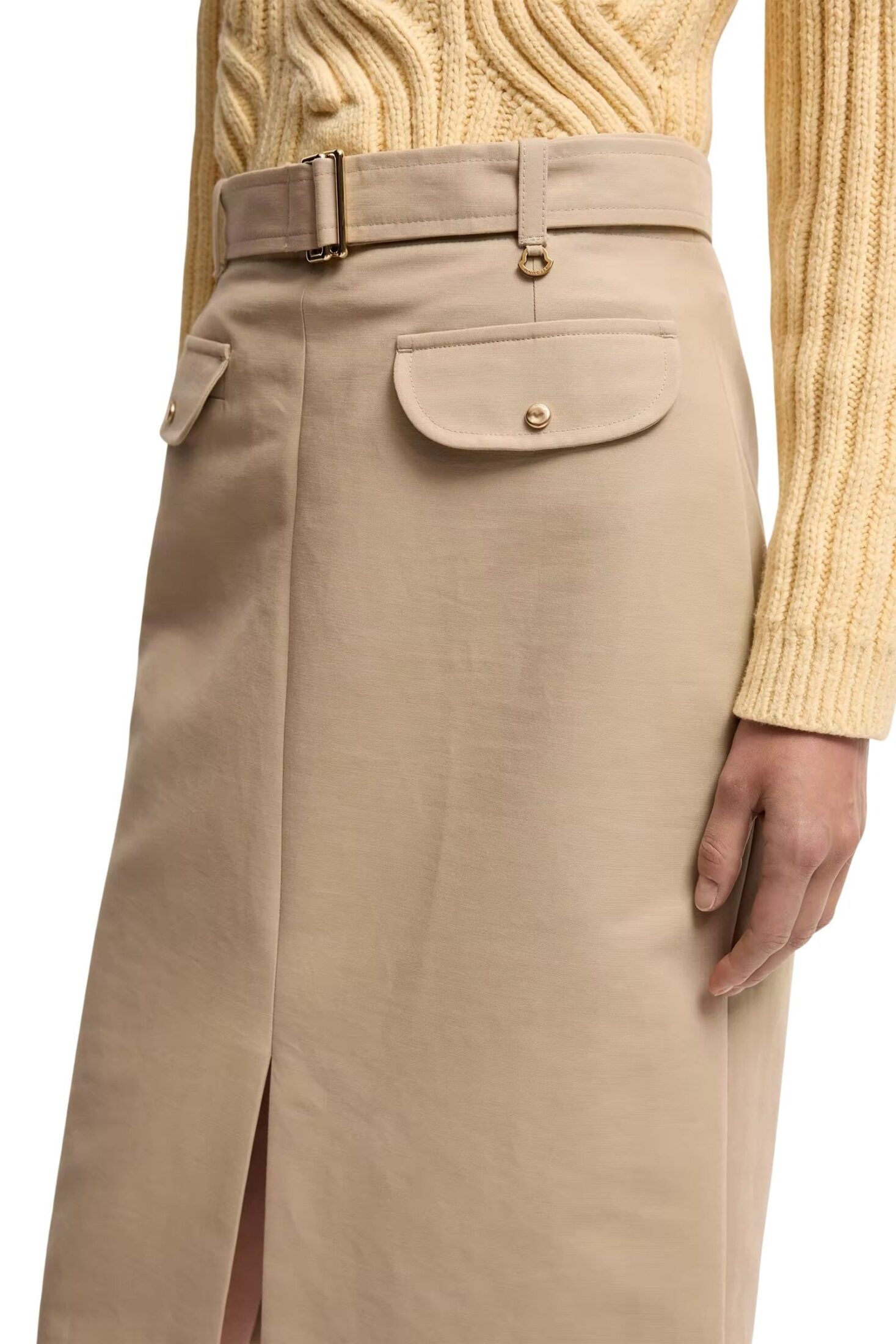 belted-knee-length-cotton-skirt-women-beige-moncler-5 belted-knee-length-cotton-skirt-women-beige-moncler-5