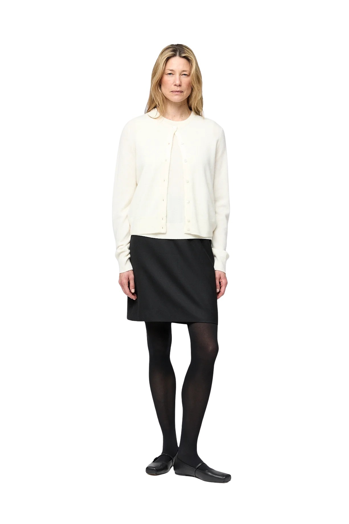 fwss_fall_2025_campaign_trine_hisdal_classic_wool_cardigan_macadamia_white_wool_twill_straight_skirt_jet_black_3006846f-b732-420d-91e0-3abddfb1065c